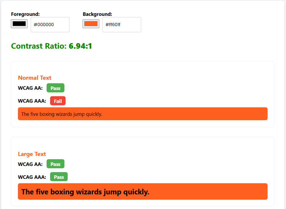 color contrast checker from eso tool.